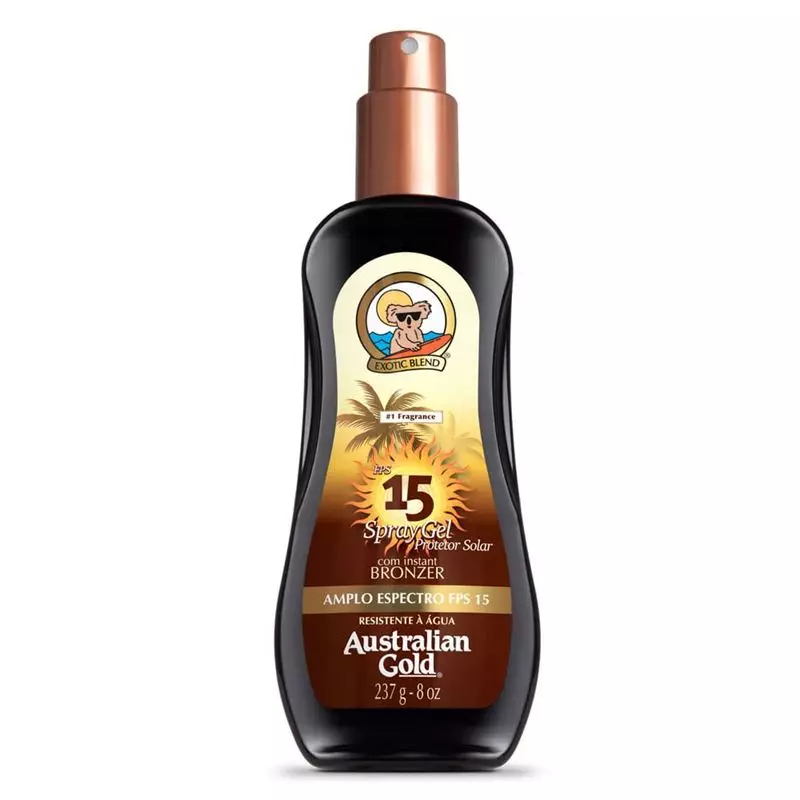 Protetor Solar Corporal FPS 15 Australian Gold - Instant Bronzer Spray Gel - 237ml