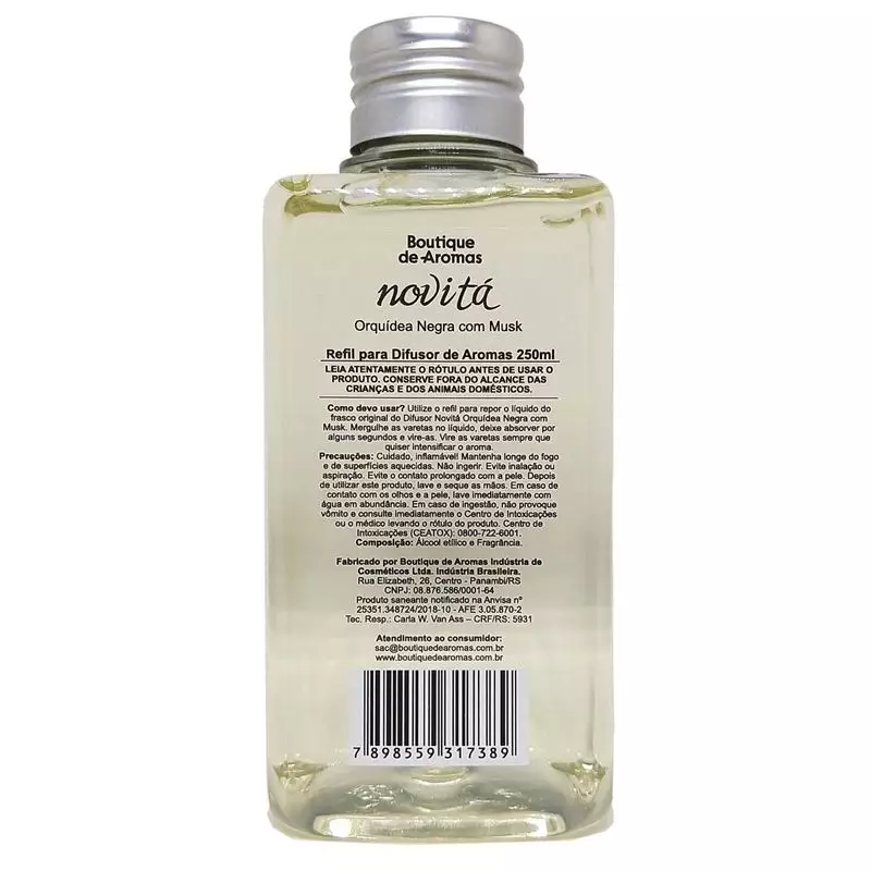 Refil Difusor de Aromas Novitá Orquídea Negra com Musk 250 ml - Boutique de Aromas