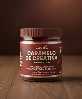 Imagem de Caramelo de Creatina Morango ArtPharma 60 Unidades