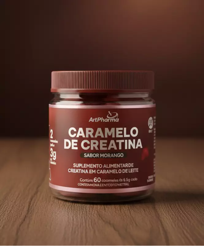 Caramelo de Creatina Morango ArtPharma 60 Unidades
